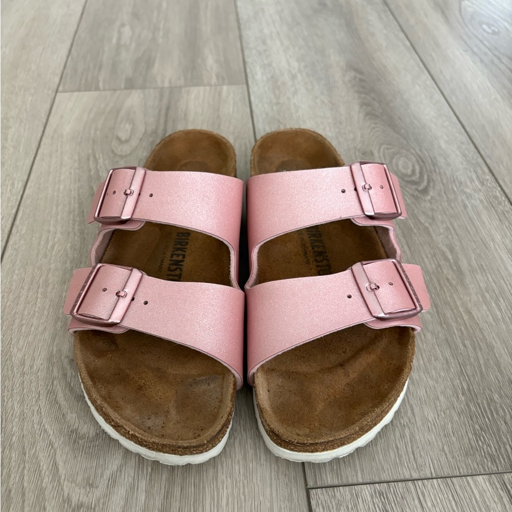 Birkenstock Womens Size 38/7-7,5 Arizona Icy Metallic Old Rose Sandals - Picture 3 of 11